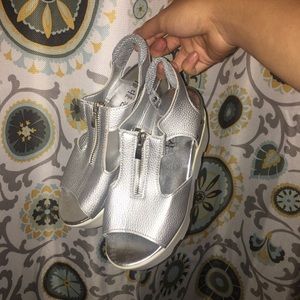 silver platform shoes / sandals